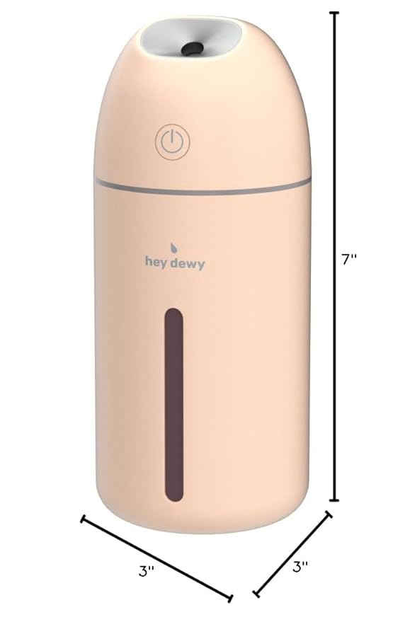 Hey Dewy Wireless, Rechargeable, Self-Care, Skin-Nourishing, Hydrating, Portable Cool Mist Humidifier (Blush)