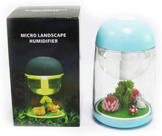 Micro Landscape Humidifier with Changing Led Light,Adjustable Mist Mode, Waterless Auto Shut-off,for Bedroom,Office,Car (blue)
