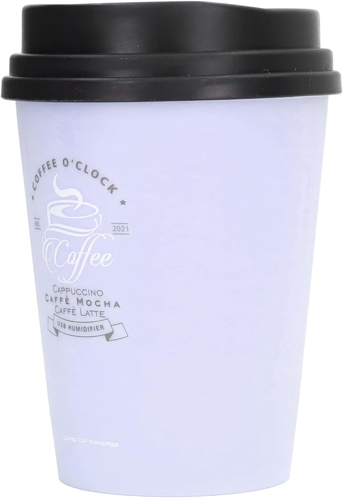 Mini Humidifier, USB 300ml Coffee Cup Low Noise Auto Off Desk Humidifier, Car Humidifier Diffuser, Small Humidifier, Portable Humidifier for Travel, Cute Humidifiers for Bedroom Home Office(Purple)