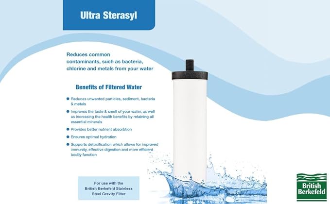 British Berkefeld Doulton Water Candle Compatible with Berkey Filter Replacement for BB9-2 Gravity Water Filter Systems 3 - Pack
