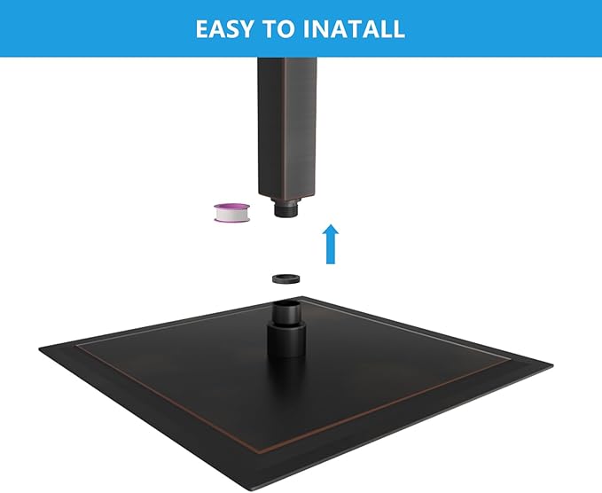 Lordear Rainfall Shower Head 10 Inch Shower Head Stainless Steel Ultra Thin Square Rainfall Shower Head with Easy to Clean Nozzles, Oil Rubbed Bronze