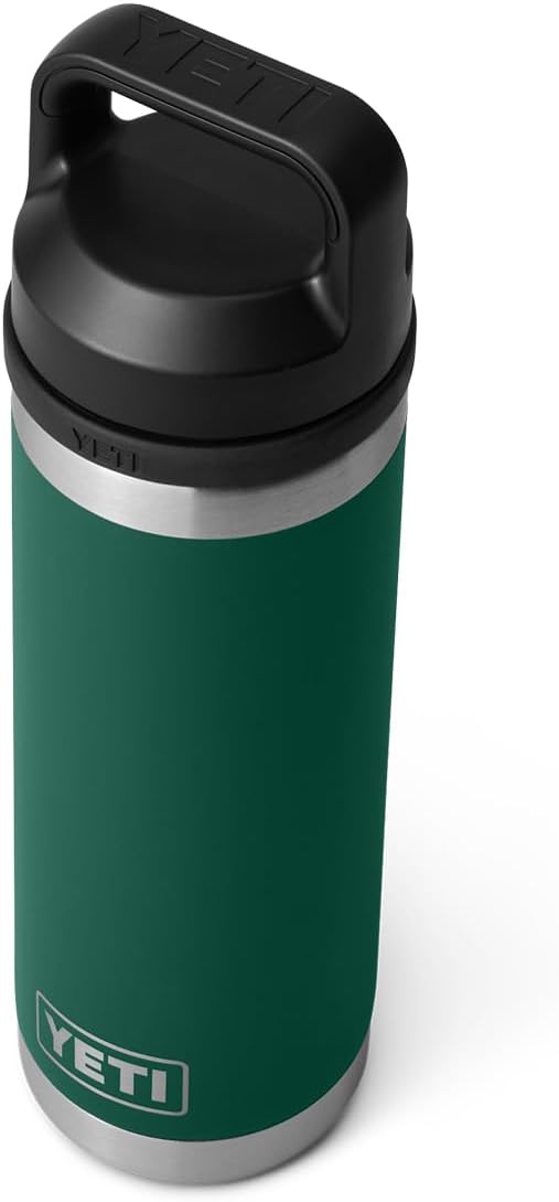 YETI Rambler 18 oz Bottle, Vacuum Insulated, Leakproof, Stainless Steel with Chug Cap, Black Forest Green
