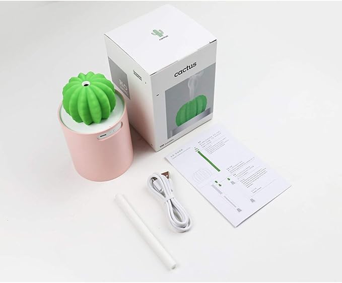 Mini Humidifier, 280ml USB Cool Mist Portable Cactus Air humidifier, Ultra-Quiet Operation for Bedroom Home Office Desk Yoga Car Travel(Grey)