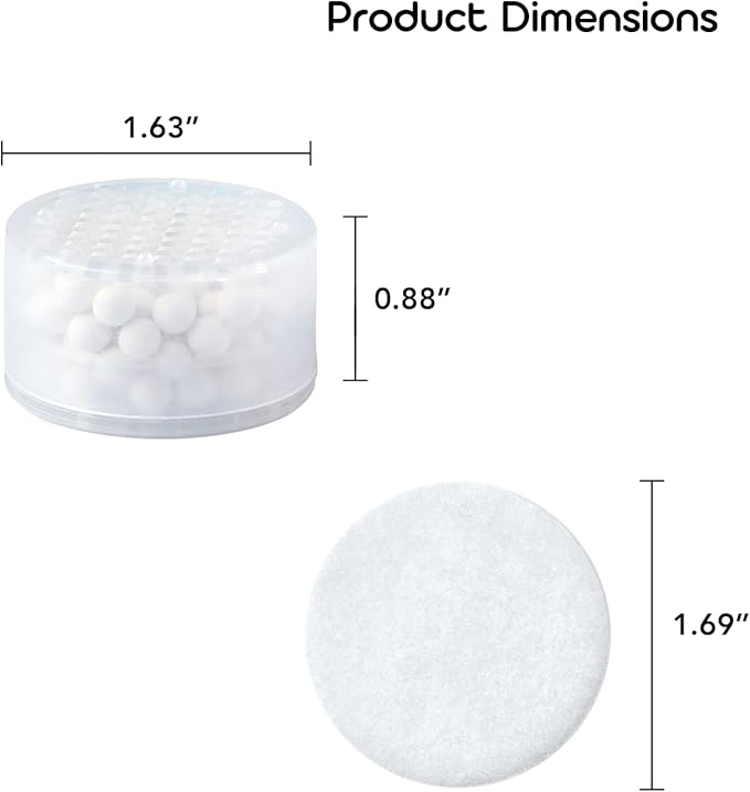 Fabric & Ceramic Ball Filters Set for Barumi Livo Kids Handheld Showerhead | Dual Filtration Removes Rust and Fine Particles from Tap Water, Easy Installation