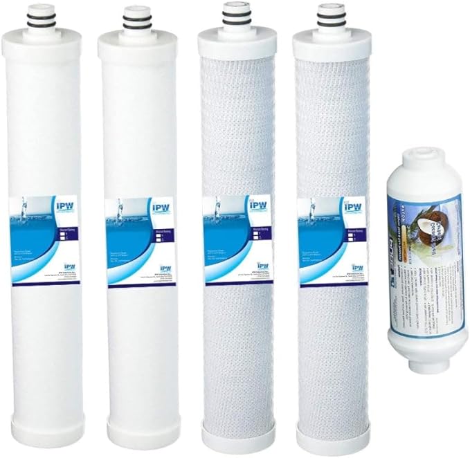 IPW Industries Inc. Compatible AC-30 Reverse Osmosis System Annual Filter Replacement Cartridges - 2x Sediment/2xCarbon Block/1xInline