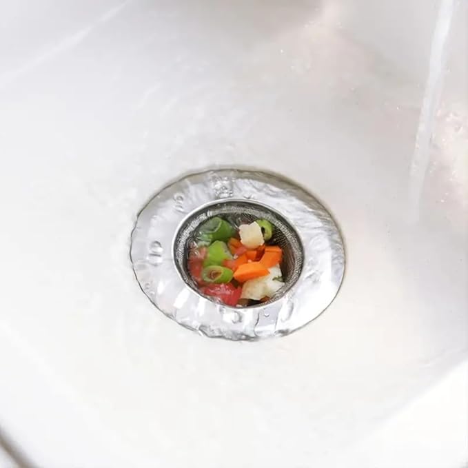 2 Pack Sink Strainer Sets - Large Wide Rim 4.5" Stainless Steel Strainer with Rust-Free Function and Anti-Clogging Micro-Perforation - Kitchen Sink Drain Strainer (Silver)