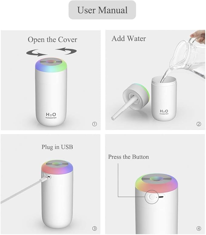 Mini Humidifier, 350ml Small Humidifier for bedroom, desk, portable, travel, plant (Pink)