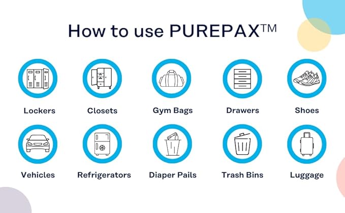 PUREPAX Odor Eliminator For Small Spaces - Premium Activated Carbon Charcoal Unscented 3 Count - Strong Odor Remover for Shoes, Fridge, Diaper Pail, Closet, Drawers, Car, Locker, Gym Bag