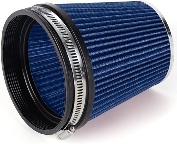 6" Inlet Cold Air Intake Filter Cone Replacement Performance Washable Clamp-On Dry Air Filters Blue (6" Tall)