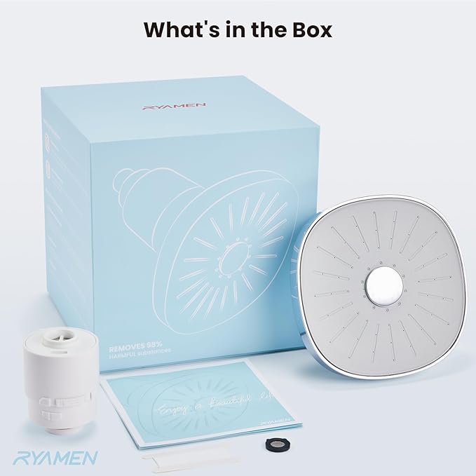 Filtered Shower head, Rain Shower Head with Filter, High Pressure Shower Filter Head for Hard Water, 99% REMOVAL for Chlorine, Heavy Metals, Improves Skin & Hair, Chrome Polish