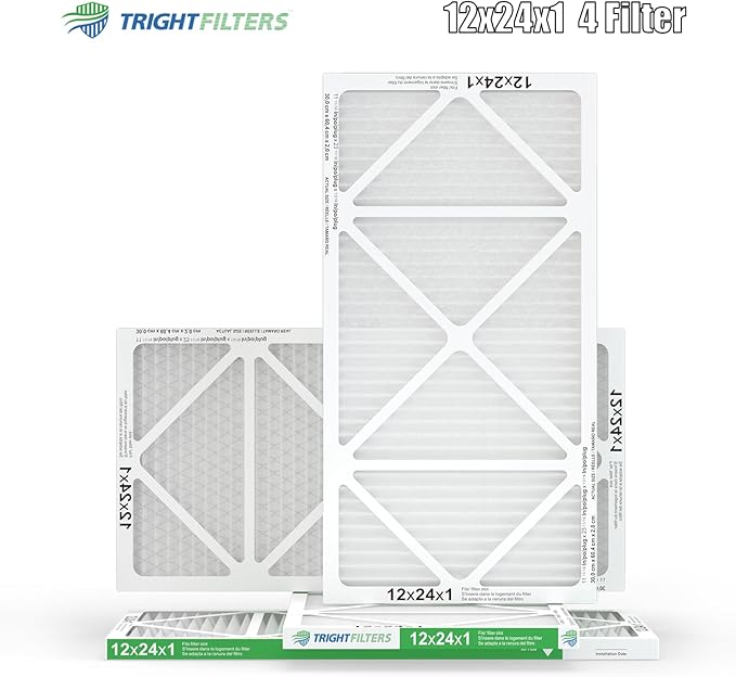 12x24x1 Air Filter 4 Pack, MERV 8 Pleated Dust Defense Air Filters Replacement Air Conditioner HVAC AC Furnace Filter, Durable and Lightweight