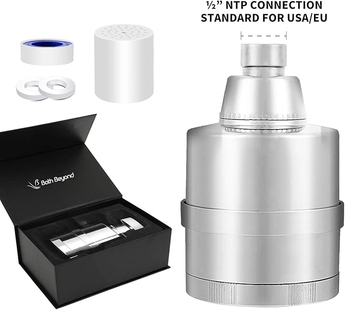 BathBeyond Filtered Shower Head, hower Filter Head 2-in-1 Vitamin C 15 Stage High Output Water Filter with Cartridge for Hard Water Remove Chlorine and Harmful Substances (Bronze)