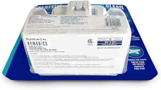 Homedics TotalClean Personal UV-C Plug-In Air Sanitizer – Small Air Purifier for Bedrooms and Bathrooms, Built-In Night-Light for Small Spaces, Auto-On Motion, White (Pack of 4)