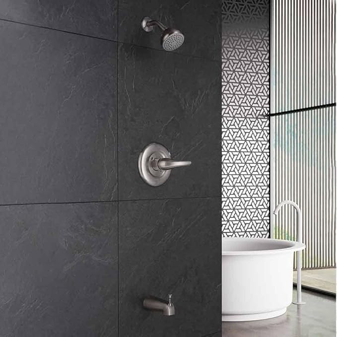 Shower Set with Trim Kit, Galim GL-SD, Shower Head & Faucet Set Complete with Valve, Shower Fixtures, Tub and Shower Trim Kit, Bathtub Shower Faucet set, Single Handle Pressure Balance, Brushed Nickel