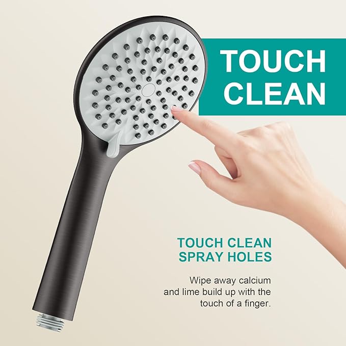 Shower Slide Bar Handheld Shower Head with Hose, 5-Function Hand Shower with Wall Mount,shower slide bar,adjustable height shower head (A-round, ORB)