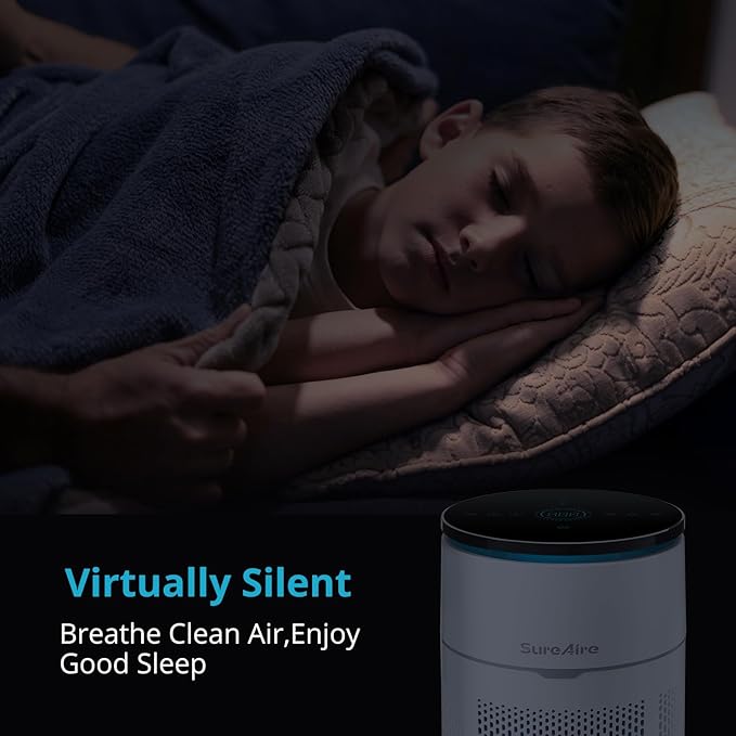 Air Purifier for Home Office, 360° Air Intake Outlet, Portable HEPA Filter Air Cleaner for Room Dust, Smoke, Pollen, Pets Dog Cat Dander, Odor, Low-noise Auto Mode, Desktop Size