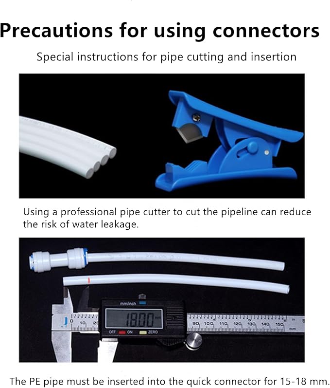 Food-Grade Quick Connector Push-In Tube Fitting 3/8 inch Tube OD to 3/8 inch Tube OD push fit straight quick connect for RO water system (10pack)