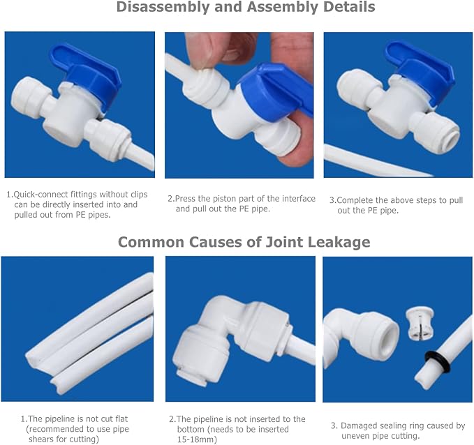 10 Pack 3/8" Push to Connect Fitting - 3/8" OD Tube x 3/8" Male Thread Straight Connector for Reverse Osmosis Systems, Water Filters & Plumbing (white)