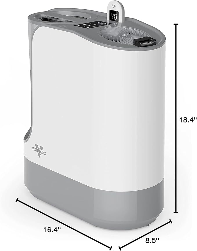 Vornado UH200 Ultrasonic Humidifier with Fan-Assisted Whole Room Humidification, Auto Humidity Control, Remote, and Electronic Humidistat, UH200 — 1.75 gal tank, White