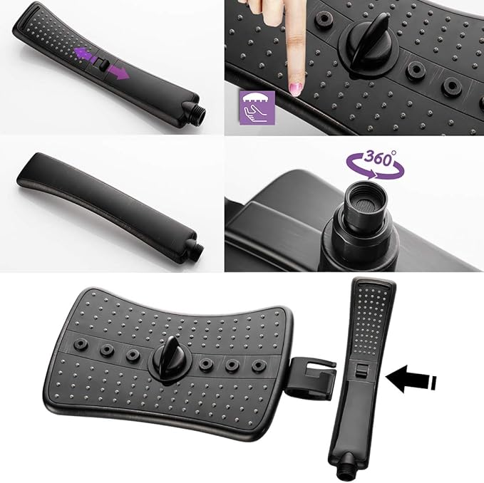 BRIGHT SHOWERS High Pressure Shower Head with Handheld, Oil Rubbed Bronze Dual Showerhead Combo with Rainfall Spray, Detachable Hand Held Shower, 60" Stainless Steel Hose