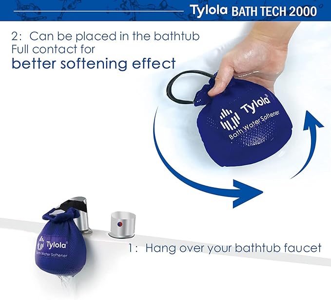 Bath Tub Filter with Cation Exchange Resin | Reduces Hard Water and Chlorine | Softer Skin and Hair | Minimizes Skin Irritation and Hair Damage | For Sensitive Skin | Bath Tech 2000