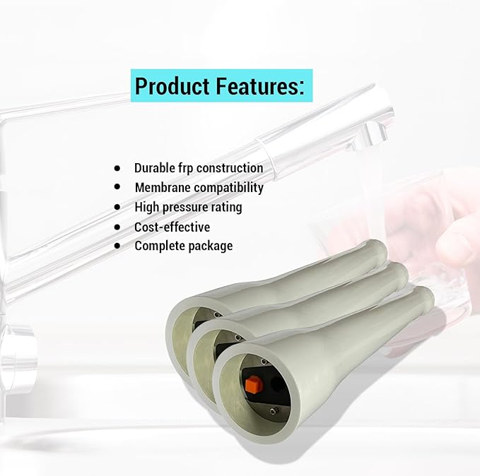 Ozmosis RO Pressure Vessel Membrane 4" x 40" Fiberglass Housing - 1/2" x 1/2" Ports Industrial Grade, 300 PSI, Rust-Resistant, Complete Kit with Plastic Clamps and Brackets