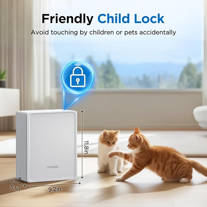 Air Purifiers for Home Large Room Up to 1300 Ft², MOOKA HEPA Air Purifier for Home Pets with Washable Pre-Filter, Fragrance, Air Cleaner for Pet Hair Odor in Bedroom, Dorm Room, Office, White