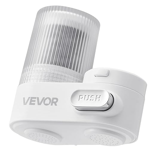 VEVOR Faucet Mount Water Filter, Vertical Water Purifier for Sink Tap, NSF Certified Carbon Fiber Filter, Removes Chlorine Lead with 3 Filters, Fits Most Kitchen or Bathroom Faucets, White