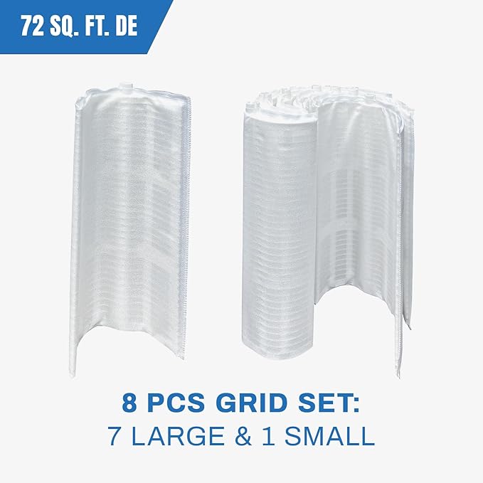 PFS3672 DE Grid Filter Compatible with FC-9560, FS-2006, DEX7200DA, DEX7200DS, 72 Sq.Ft DE Grid Swimming Pool Filter Cartridge, 7 Full + 1 Partial