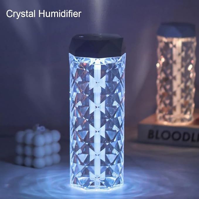 USB Desktop Crystal Humidifier 400ml with 7 Colors LED Night Light, No Noise Suitable for Home, Office, Desk, Bedroom and Babies Room and No Battery (400ml)