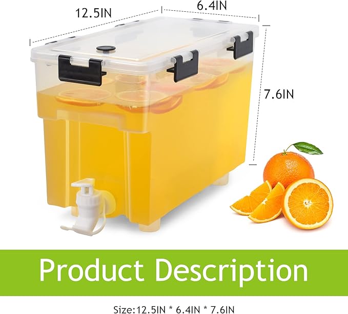 1.5 Gallon Drink Dispenser For Fridge,Beverage Dispenser With Spigot. Milk,Lemonade Dispenser,Juice Containers With Lids For Fridge, Parties And Dairly Use,100% Sealed And Filter screen