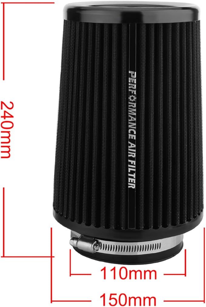 Dromedary Black 3 3.5 4 inch Universal Cold Air Intake Filter 76mm 89mm 101mm