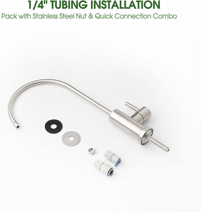 Drinking Water Faucet Brushed Nickel, Kitchen Water Filter Faucet Stainless Steel for Reverse Osmosis or Water Filtration System Beverage Non Air Gap RO Faucet for Kitchen Bar Sink.