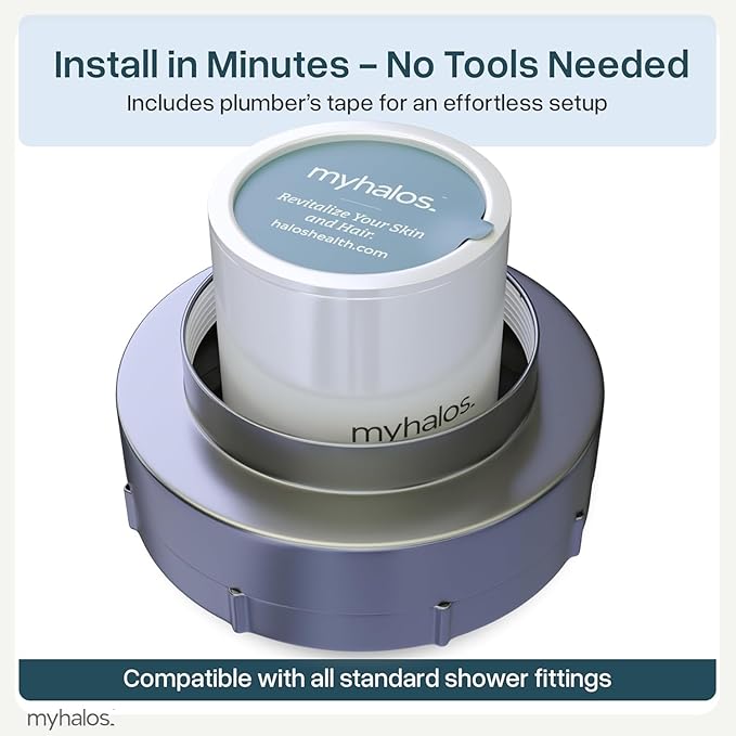 MyHalos® Filtered Shower Head for Hard Water Filter - High Pressure, Removes Chlorine - Shower Head Filter for Hard Water Softener Showerhead, Easy Install, For Hair & Skin, Filtering (Black)