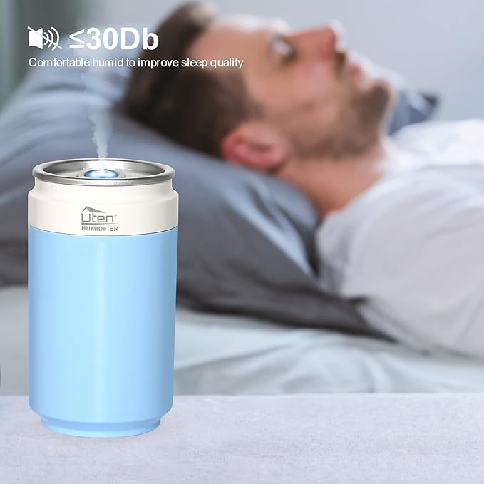 Humidifiers, Humidifier for Bedroom, Can Air Humidifier, Humidifiers for Home and Plants, USB Powered And Battery Powered Portable for Home Office Car Outdoor, 2 Mist Modes, Night Light, Auto-Off