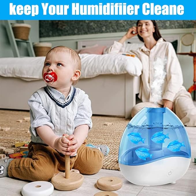 16PCS Universal Humidifier Tank Cleaner,Humidifier Cleaning Fish for Humidifiers & Fish Tanks,Purifies Water, Prevent Hard Water Build-Up, Reduce Scale and White Dust