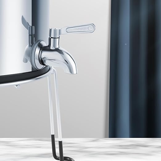 304 Stainless Steel Water Filter with Stand, Gravity Fed Water Filtration System, 2.25 Gallon Capacity with 2 Black Carbon Cartridges, Countertop Purifier for Home, Camping, Emergency Use