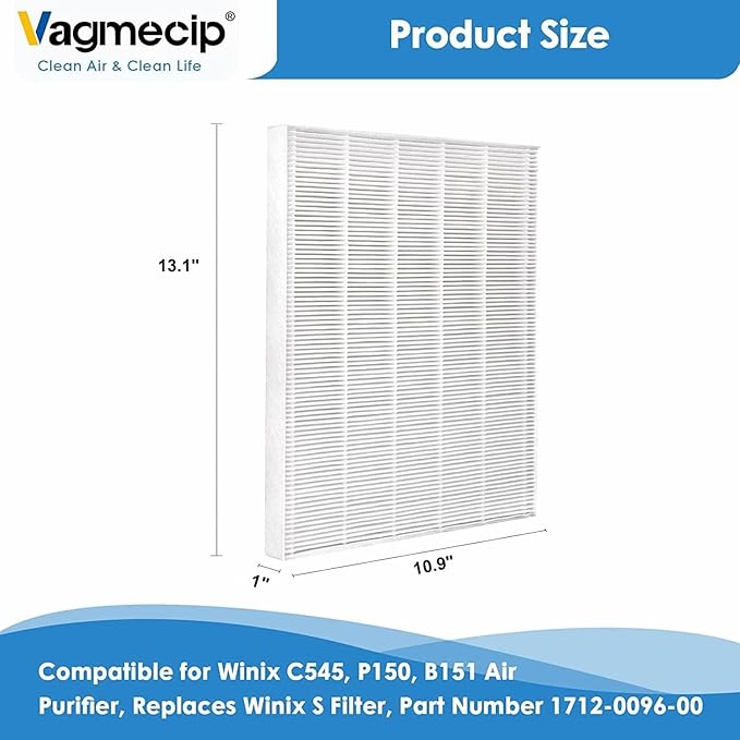C545 Replacement Air Filters Compatible with Winix C545 Air Purifier, Ture Air Filter S, Part number 1712-0096-00 | 2522-0058-00,2 H13 True & 8 Activated Carbon Filters