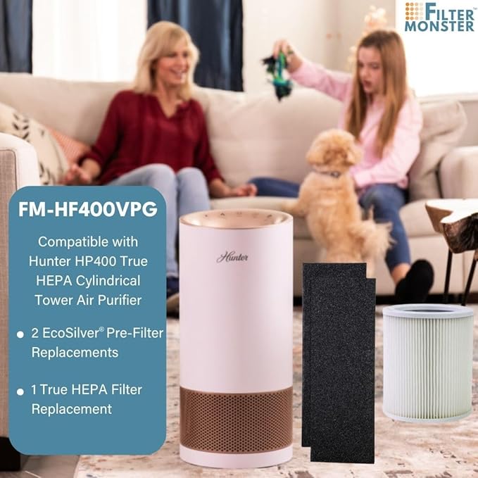 Filter-Monster – Replacement HEPA Filter Value Pack – 2 Pre-Filters and 1 H13 Filter - Compatible with Hunter HP400 Air Purifier and H-HF400-VP