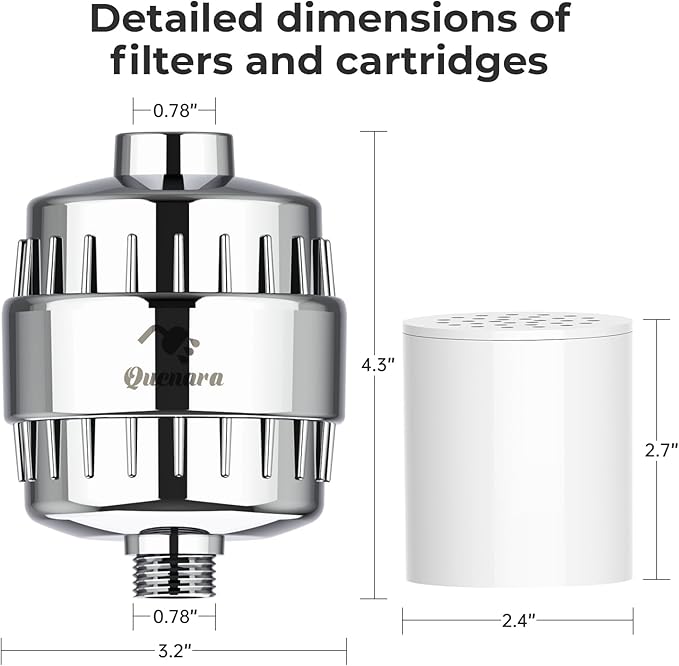 20-Stage Shower Filter, High Output Shower Head Filter for Hard Water with 2 Cartridges, Water Softener Reduces Dry Skin, Dandruff, Eczema and Improves Skin, Hair and Nails, Chrome