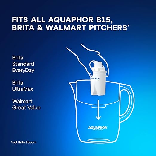 AQUAPHOR Water Filter Pitcher Ideal 7 Cup with 1 x B15 Filter - Black