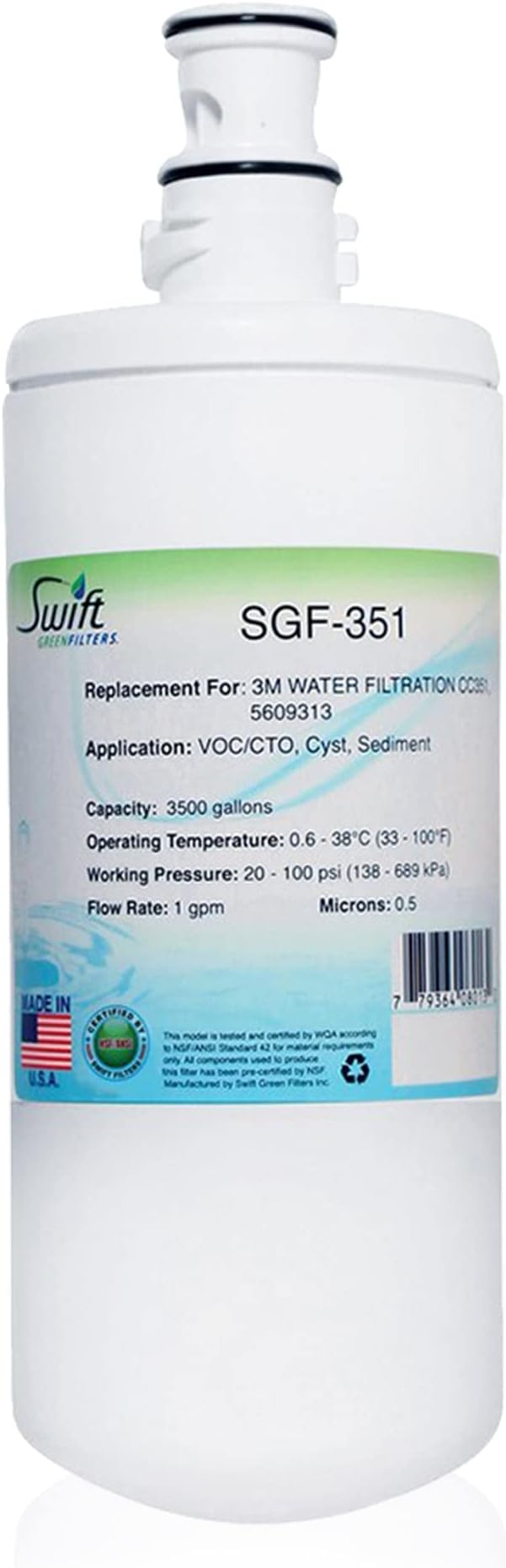 Swift Green Filters SGF-351 Compatible Commercial Water Filter for CC351, 5609313, Made in USA, (1 Pack), White (2 Pack)