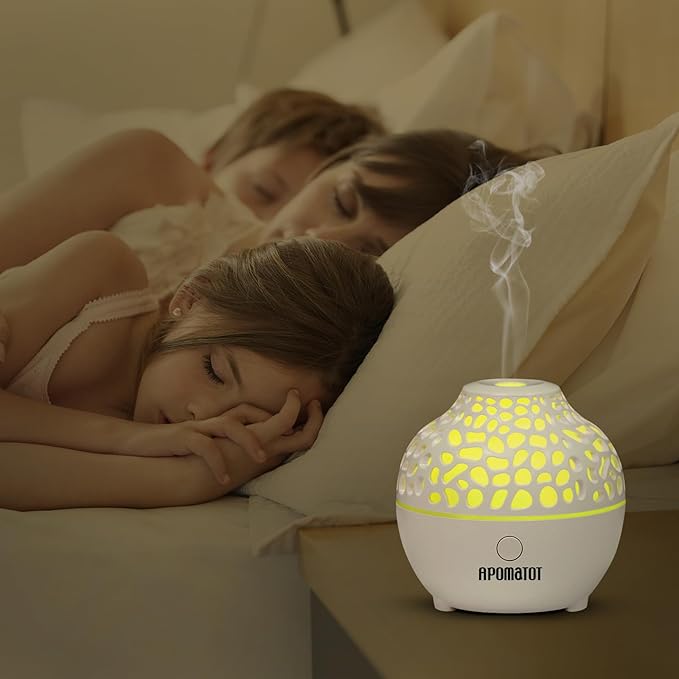 2 Pack Essential Oil Diffuser,Mini Portable Aromatherapy Diffusers,60ml Cool Mist Humidifier with USB 7 LED Light Color,Waterless Auto Shut-Off for Gift Home Office Room