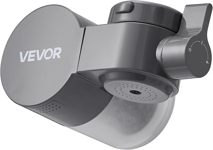 VEVOR Faucet Mount Water Filter, Horizontal Water Purifier for Sink Tap, NSF Certified Carbon Fiber Filter, Removes Chlorine Lead with 3 Filters, Fits Most Kitchen or Bathroom Faucets, Gray