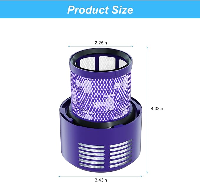 Vacuum Filter Replacement Parts Compatible with Dyson Cyclone V10 Series, V10 Total Clean, V10 Absolute, V10 Animal, V10 Motorhead, SV12 Vacuums, Compare to Part 969082-01 (V10-4 Pack)
