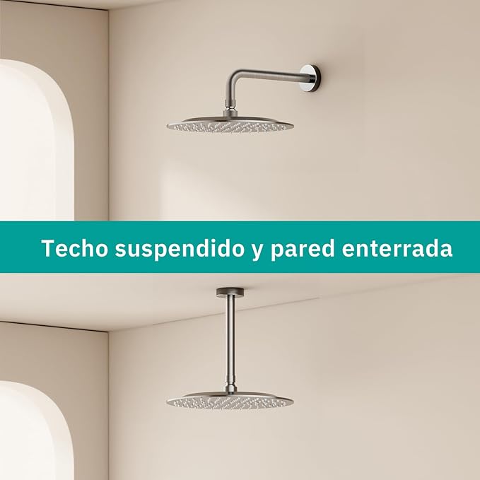 All Metal Rain Shower Head - Heavy Duty Stainless Steel, Easy Install, High Water Flow, Ultra-Thin Modern Design for Bathroom (Brushed Nickel, 10)BNW0088