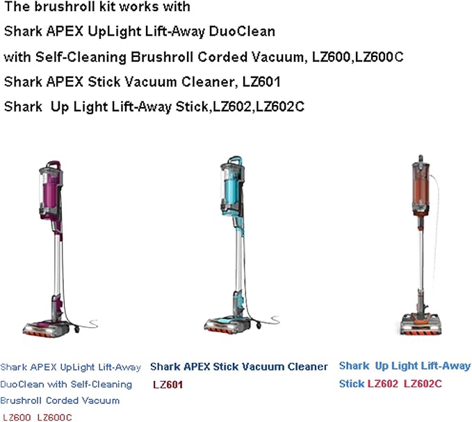 Brush Roller Foam Hepa Felt Filters Compatible with Shark LZ600 LZ601 LZ602 LZ602C QU602Q, QU603Q APEX UpLight Lift-Away DuoClean Vacuum Cleaner # XFFLZ600 & XHFFC600