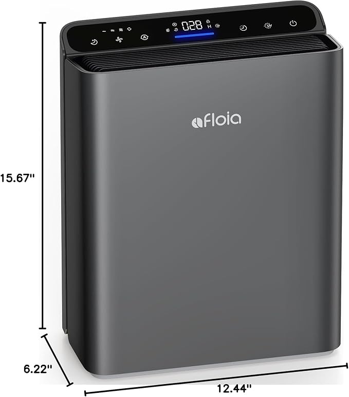 Afloia Air Purifiers for Bedroom - Air Purifiers for Home Large Room Up to 2000Ft², 3-Stage Filter with Laser Air Quality Sensor for Pets Hair Dander Pollen Allergies Dust Mold Odor Smoke, Grey