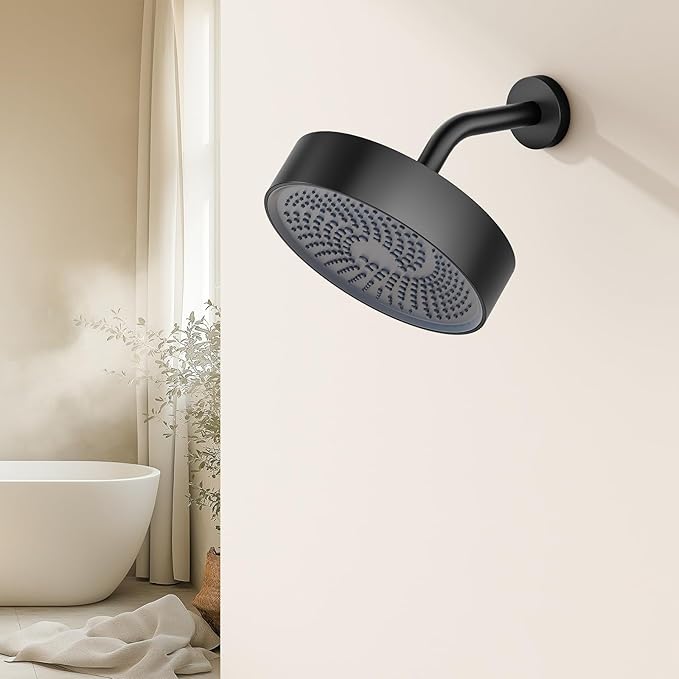 AULEEND,high pressure shower heads,with Anti-Clog Rubber Jets - 360° Rotation Adjustable Shower Head -7.87inches (Matte Black)