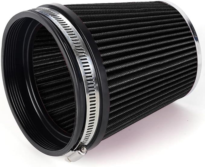 6" Inlet Cold Air Intake Filter Cone Replacement Performance Washable Clamp-On Dry Air Filters Black (6" Tall)